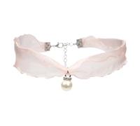 Generico Collana girocollo in pizzo rosa con cuore vintage estetico gotico per accessori da donna(Pink 5)