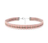Generico Collana girocollo in pizzo rosa con cuore vintage estetico gotico per accessori da donna(Pink 3)