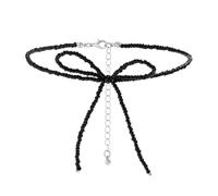 Generico Collana girocollo minimalista con perline di riso nero e fiocco per donna, uomo, collana corta gotica(Black color)