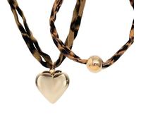 Generico Collana Leopard Heart & Bead Choker da donna, Bohemian Print Choker con catena regolabile, Fashion Summer Beach Jewelry Regali per lei