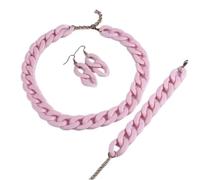 Generico Collana Lunga in Acrilico con Ciondolo, Girocollo in plastica Spessa Bohémien, Colletto a Strati da Donna(Neon Pink as Photo_42 cm+6 cm)