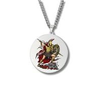 Generico Collana Mitologia Greca - Medaglione inciso a colori in acciaio inox • Dei e Dee (Apollo, Artemide, Poseidone…) • Talismano unisex oro/argento (Ares • Argento)