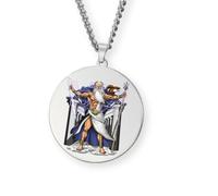 Generico Collana Mitologia Greca - Medaglione inciso a colori in acciaio inox • Dei e Dee (Apollo, Artemide, Poseidone…) • Talismano unisex oro/argento (Zeus • Argento)