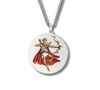 Generico Collana Mitologia Greca - Medaglione inciso a colori in acciaio inox • Dei e Dee (Apollo, Artemide, Poseidone…) • Talismano unisex oro/argento (Apollo • Argento)