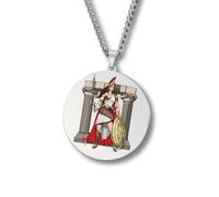 Generico Collana Mitologia Greca - Medaglione inciso a colori in acciaio inox • Dei e Dee (Apollo, Artemide, Poseidone…) • Talismano unisex oro/argento (Atena • Argento)