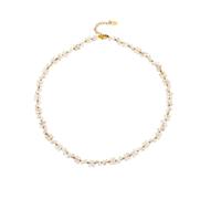 Generico Collana o bracciale con perline conchiglia alla Coppia gioielli con catena clavicole in stile marino in acciaio inossidabile per gite casual Accessori con perline conchiglia naturale