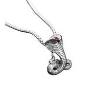 Generico Collana pendente a forma di serpente horror esagerata per la moda maschile con ciondolo in metallo intarsiato in cristallo rosso gioielli per feste