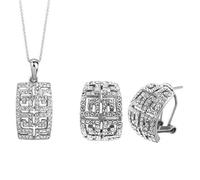 Generico Collana pendente con motivo traforato esagerato classico, orecchini da donna versatili ed eleganti, lussuosi con diamanti pieni e super scintillanti, clip per orecchio e orecchini a perno