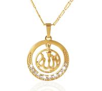 Generico Collana per donne con ciondoli del dio islamico arabo Allah, amuleto per gioielli, oro, argento, rosa, colori dorati, musulmani,