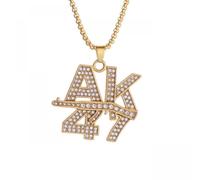 Generico Collana per uomini, collana pendente con segno del dollaro Bingchu, elegante e raffinata gioiellino con pendente con segno di denaro hip hop placcato per uomini donne
