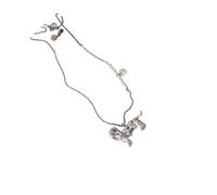 Generico Collana perle bassotto Elegante catena gioielli a strati per le donne Regalo tendenza per amanti degli animali Accessorio in lega alla Gioielli unici con ciondolo per cani