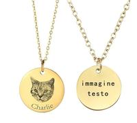Generico Collana Personalizzata Pet Animali foto Ritratto schizzo ciondolo ，intaglio ciondolo Regali Commemorativi Cani/Gatti collana Personalizzati gioielli commemorativi (Gold 1 ciondoli)