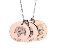 Generico Collana Personalizzata Pet Animali foto Ritratto schizzo ciondolo ，intaglio ciondolo Regali Commemorativi Cani/Gatti collana Personalizzati gioielli commemorativi (Rose Gold 1 ciondoli)