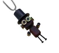 Genérico Collana punk robot gioiello da collo in legno elegante | Charm da borsa retrò per compleanno, San Valentino, donne, amanti degli studenti d'arte, eventi cosplay, festival