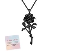 Generico Collana Rosa Nera sta per Sopravvivenza, collana punk vintage Sono Forte Come il Buio, elegante ciondolo gotico a forma di rosa nera, regalo di gioielli ispiratori per le donne