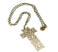 Genérico Collana Santa Teresa di Gesù, catena di maglie dorate, ciondolo religioso grande, Mediano, Metallo, 0