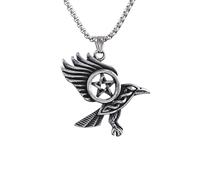 Generico Collana vintage con un ciondolo a cinque punte con un uccello Charming per uomini Moda Accessori hip hop punk Gioielli regalo
