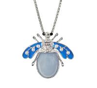 Generico Collane Con Ciondolo A Forma Di Lucciola Con Perla Che Si Illumina Al Buio, Collane A Forma Di Insetto In Resina, Gioielli Luminosi Per Halloween Per Uomo E Donna, Catena Lunga 23,6'' Blu