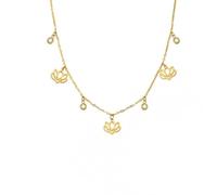 Generico Collane da donna, Ciondolo a fiore di loto con cercone trasparente Collana color oro a garozza donna Gioielli di compleanno per il compleanno