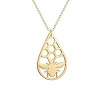 Generico collane da donna, collana a goccia di api per donne catene d'acciaio da uomo Moda Hollow Line Exquisito gioiellino a collo a clavicola