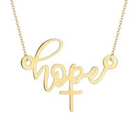 Generico collane da donna, collana a mano con una croce con lettere di speranza collana gioielli d'argento da donna collana di croce di fede regalo
