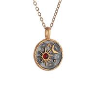 Generico Collane da donna, Collana con pendente naturale color granato e sole placcata in oro, regalo di gioielli alla moda per una cena femminile