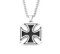 Generico Collane da donna, collana vintage con pendente a croce per uomini Moda classica dei cavalieri templari collane di ferro regali da motociclista