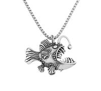 Generico Collane da donna, collane gothic vintage con lanterna e pesce per uomini collane punk hip hop da pescatore d'acqua profonda regali gioielli biker