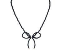 Generico collane da donna, una collana dal leggero lusso e stile minimalista, con una catena di perline nere e un design a fiocco