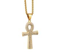 Generico Collane femminili, pendente egiziano con croce d'ankh color oro, collana per amuleti per donne uomini Regalo di gioielli dell'Antico Egitto