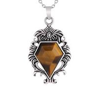 Generico Collane Lunghe Per Uomo E Donna, Fatte A Mano, Con Catena A Maglioni E Ciondolo A Rombo, Gioielli Alla Moda, Punk, Gotici, Hip Hop, Pietra Occhio Di Tigre