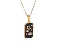 Generico Colliane da donna, Square Sun Sole Moon Cloud Tarot Pendente con Stella e Medaglia della Luna Collana Moda Portafortuna Regalo