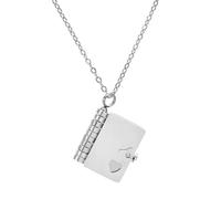 Generico Collier pendentif livre vintage, chaîne à pendentif livre ouvrable, cadeau inspirant pour femme et homme (Silver)