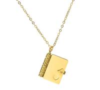 Generico Collier pendentif livre vintage, chaîne à pendentif livre ouvrable, cadeau inspirant pour femme et homme (Gold)
