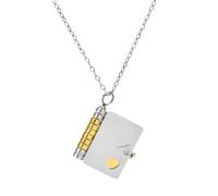 Generico Collier pendentif livre vintage, chaîne à pendentif livre ouvrable, cadeau inspirant pour femme et homme (A+Gold)