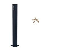 Generico Colonna d'Acqua antigelo e antiruggine con Rubinetto, in Acciaio Inox 304, Verticale, con Rubinetto in Rame - Elegante Fontana e Dispenser per Esterni per patii, balconi e Giardini - Element