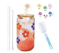 Generico Color Changing Christmas Cup, Christmas Cups, Glass Tumbler with Straw and Lid, Matcha Mug, Glassware Sets, Reusable Travel Mug for Coffee, Smoothie, Cocktail (C,600ML)