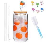 Generico Color Changing Christmas Cup, Christmas Cups, Glass Tumbler with Straw and Lid, Matcha Mug, Glassware Sets, Reusable Travel Mug for Coffee, Smoothie, Cocktail (A,600ML)
