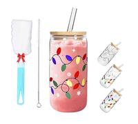 Generico Color Changing Christmas Cup, Cute Glass Reusable Travel Mug for Iced Coffee Cold Water, Party Decorations Xmas Women Mom Her (#A,350 ml)