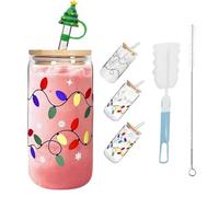 Generico Color Changing Christmas Mug with Lids and Straws, Reusable Travel Cup for Iced Coffee, Smoothie, Cocktail, Party Decoration Gift Tumbler (500ml (16oz))