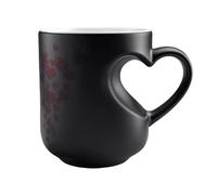 Generico Color Changing Mug - Heart Shape Ceramic Coffee Cup 325ml | Heat Reactive Magic Design With Handle Surprise Pattern, Ideal For Couples Romantic Gift Home Kitchen Office Use