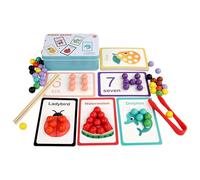 Generico Color Recognition Toy, Color Sorting Beads, Educational Wooden Rainbow Clip Beads Teaching Aids with Cards Tweezers, Chopsticks for Early Childhood Education, 5.31x3.74x1.97 Inches