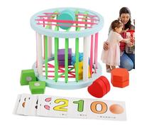 Generico Color Sorting Cube, Number Recognition Toy, Wood Early Development Stacking Blocks for, Sensory Learning Cube for Kids, Educational Counting Toys, 14.7x14.7x13.8cm/16.5x16.5x14.5cm