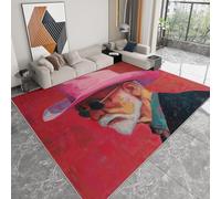 Generico Colore Arancione Tappeto Antiscivolo lavabile 60 x 90 cm Pittura A Olio Vecchio Con Cappello Da Cowboy Tappeti, Soggiorno Camera Da Letto Pelo Corto - Per sala da pranzo Domestica Tappeti