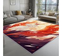 Generico Colore Arancione Tappeto Moderno Morbido 60x90 cm - Motivo Anime Volpe Fiamma, Tappeti Camera da Letto Antiscivolo Tappeto Soggiorno Lavabile Tappeti Pelo Corto Piccole Dimensioni
