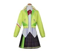 Generico Colore palco Cosplay costume parrucca set personaggi anime - uniforme verde per adulti set completo di costumi di Halloween carnevale (verde, XS)