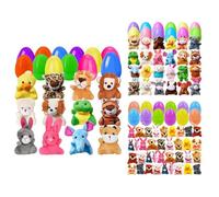 Generico Colorful Egg Fillers - Plush Toys for Easter | Shell with Soft Animal Plush, Basket Hunt Game Surprise, Goodie Bag Stuffer, Party Favor Decoration, Fun Holiday Gift