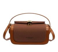 Generico Colorful Fabric Flap Crossbody Bag, Small Elegant Leather Top Handle Purses Mini Exquisite Shoulder Travel Bag (Brown)