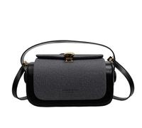 Generico Colorful Fabric Flap Crossbody Bag, Small Elegant Leather Top Handle Purses Mini Exquisite Shoulder Travel Bag (Black)