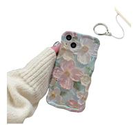 Generico Colorful Retro Oil Painting Print Phone Case,Colorful Retro Oil Painting Printed Flower Laser Glossy Pattern Case,Slim Shockproof Bumper Silicone for iPhone (for iPhone 12Pro,green)